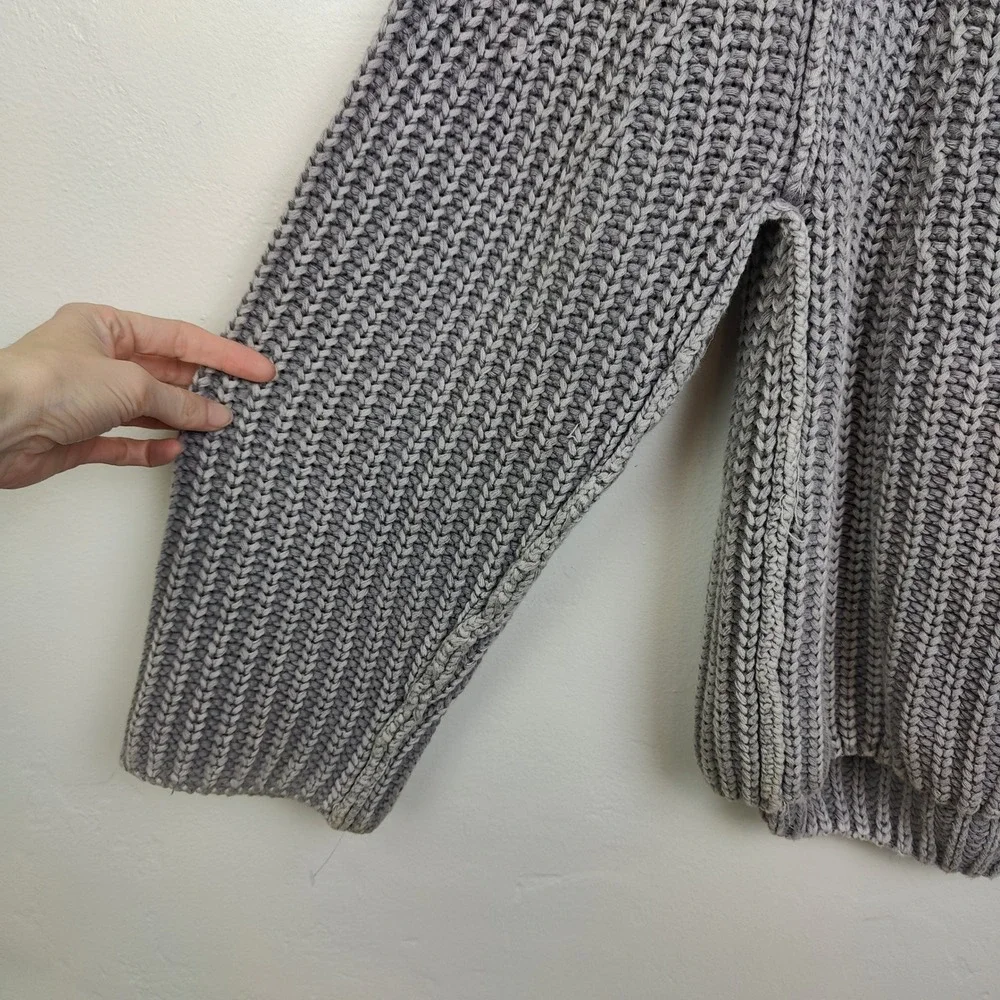 Free People Take Me Home Sweater Womens Large Gray Chunky‎ Knit Oversized Boho